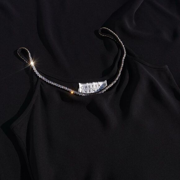 Gorgeous 90s Chetta B. Evening black bias cut slip dress - Picture 1 of 8
